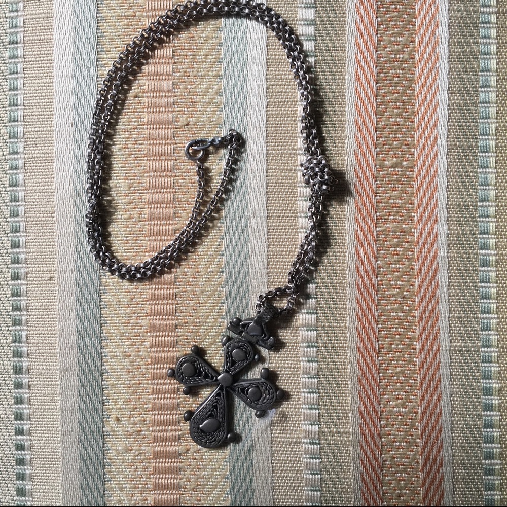 Vintage Sterling Silver Cross Necklace